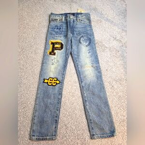 Polo Ralph Lauren Boys Size 7 The Sullivan Slim Blue Varsity Patch Graffiti Jean